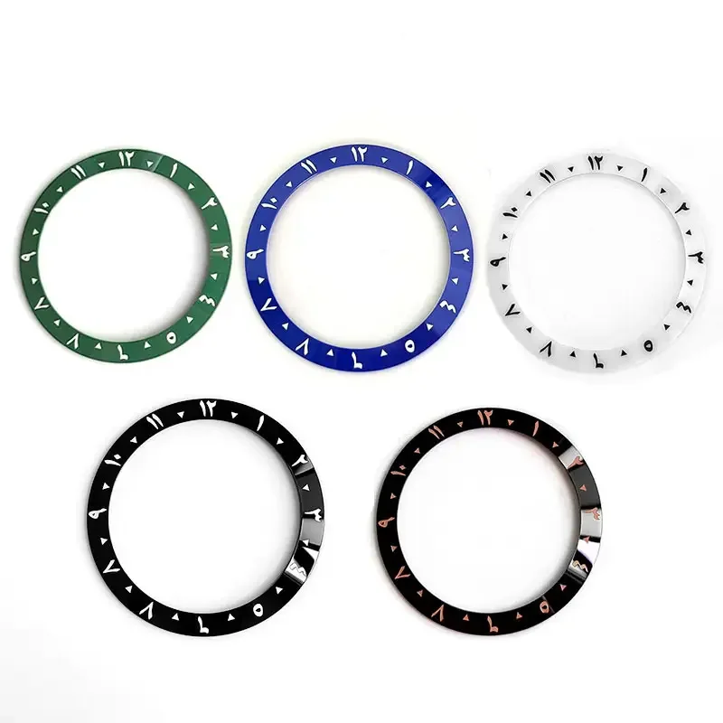 Custom Ceramic Bezel insert 38*30.6mm  For Seiko SKX007  Arabic Alphanumeric Watch Ring Watches 40mm Case Replace Accessories
