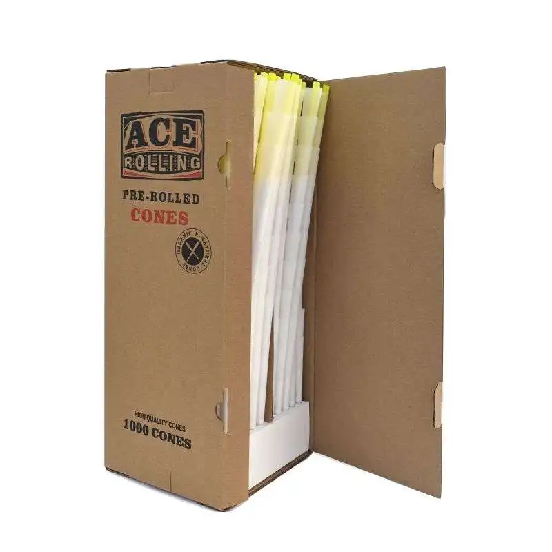 Hemp Rolling Paper Slow Burning 1000 Cones Per Box 109Mm Pre Rolled Cone Blenched White Rolling Paper For Smoking