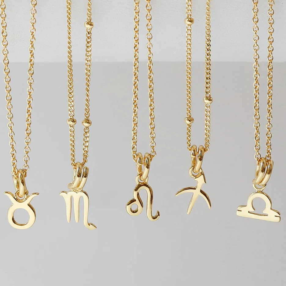 Симпатичные Bling Маленькая Silver925 матери груша зодиака ожерелье 18K золота латунь или 925 стерлингового серебра 12 Знак зодиака ожерелье