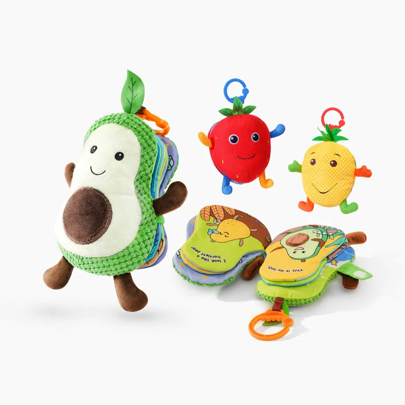 SEEJOYOU Custom Colorful Vegetables Fruits Book Educational Musical Plush Baby Soft Cloth Books Nibbleable for Storytelling