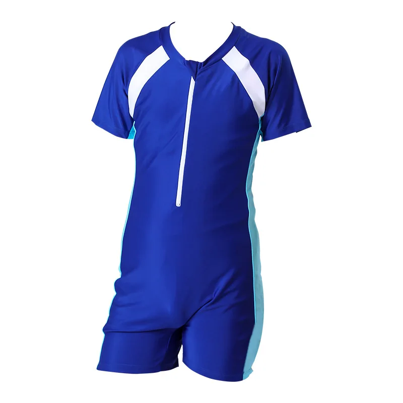 Wholesale Zipper Quick Dry One Piece short-sleeved beach sun protection Boy Girl Swimwear Surfing Suit Bathing Swimsuit
