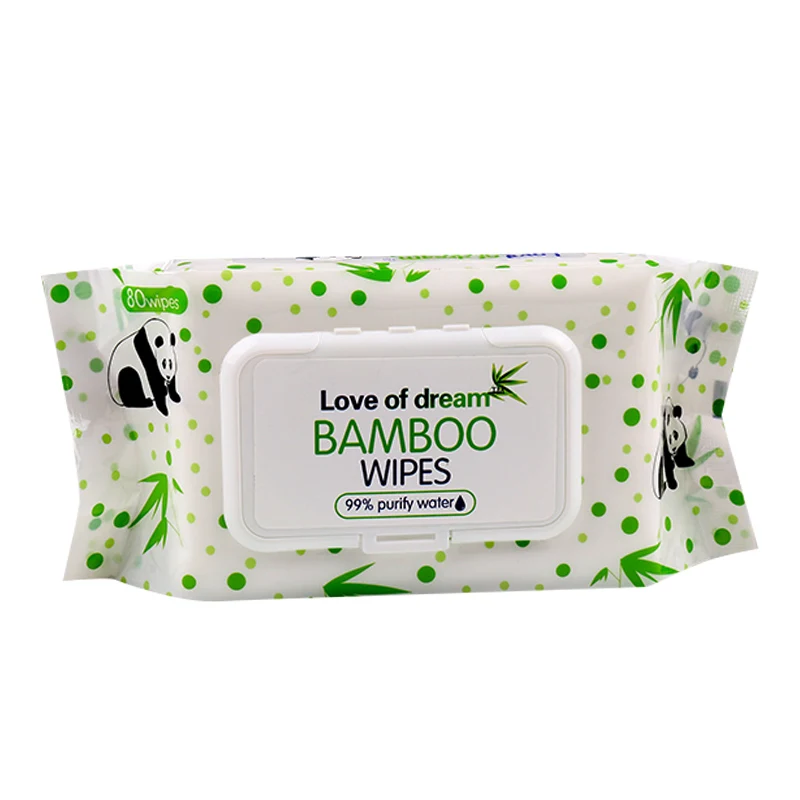80pcs Eco Friendly Organic Biodegradable Bamboo Sensitive Skin Hand Cleaning 100% Natural Baby Wet Wipes