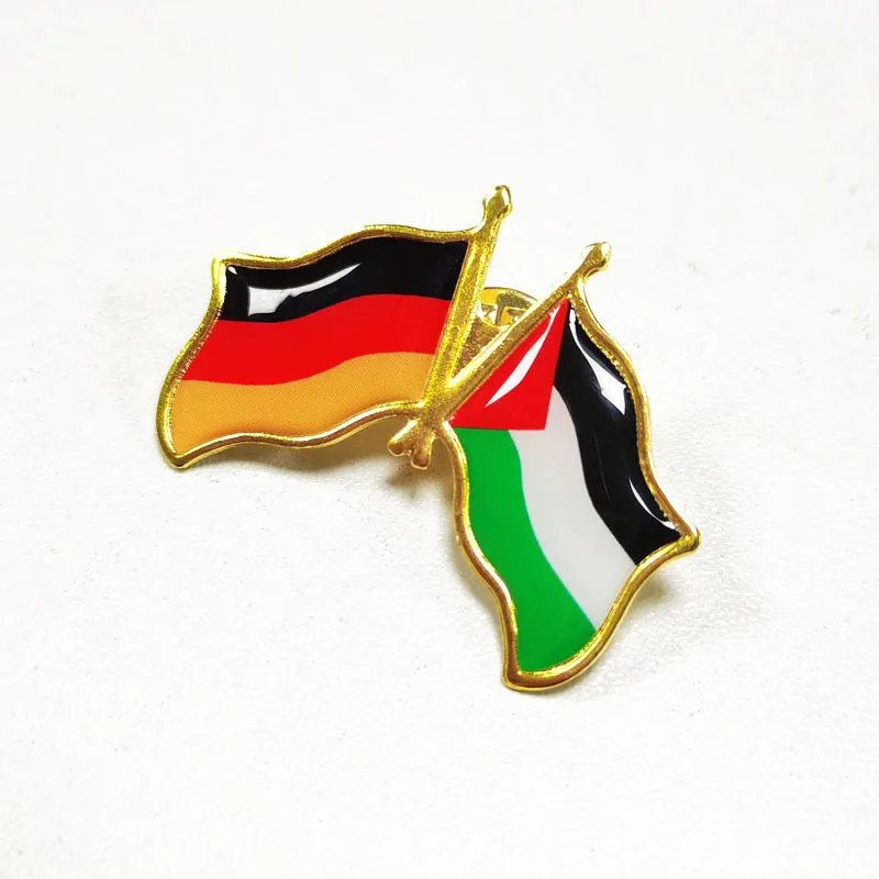 Wholesale German Palestine Friendship Brooch Flag Lapel Hard Soft Enamel Pin Badge Custom Design Backing Card