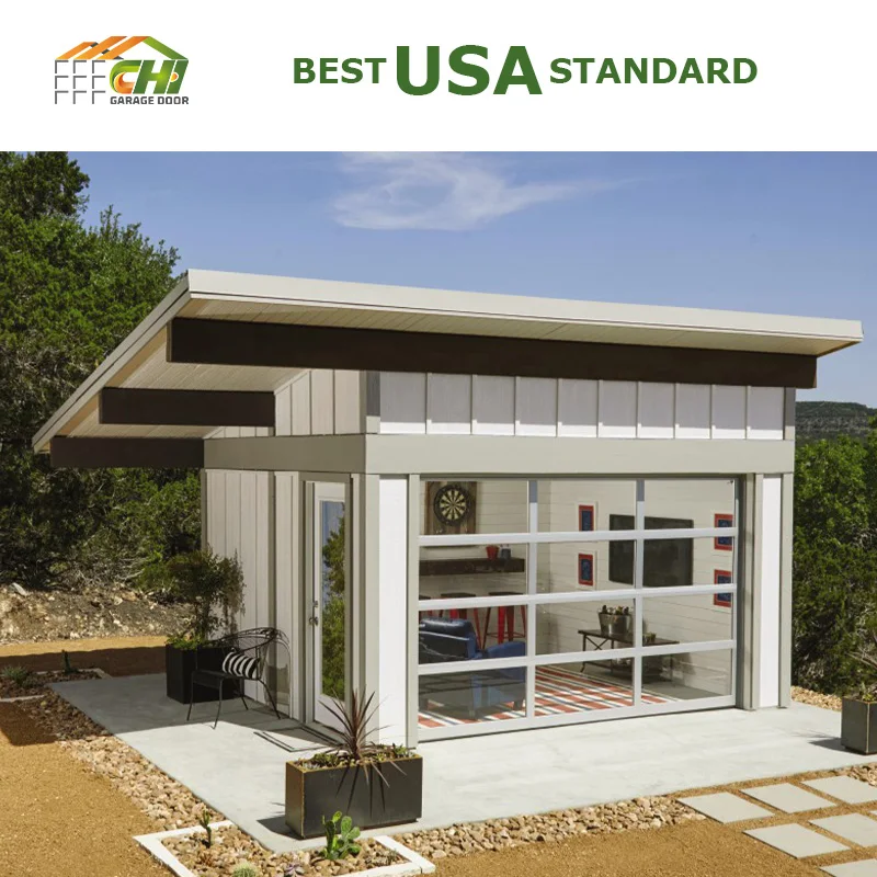 Cheap 16x7 Automatic Panoramic Parking Car Garage Door Wholesale Full View Aluminum Glass Garage Doors