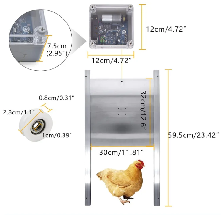 C-x Автоматический Открыватель дверей курятника для фермы или дома, бесплатные запасные части, блок управления 220 В/110 В, 300 х300мм