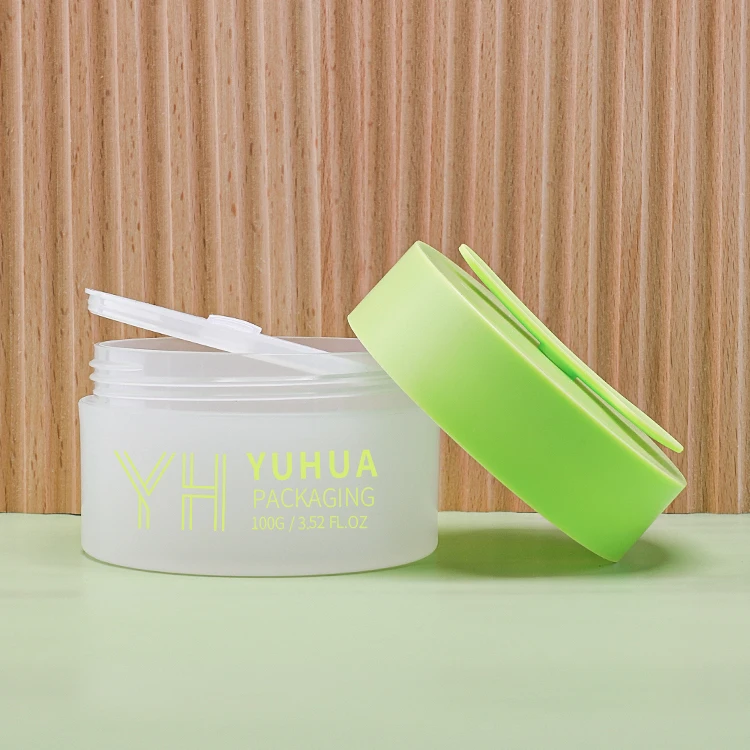 New arrival 100g pp plastic cream containers cleaner scrub jar Salicylic acid cotton chip bath salt jar with magnet spoon