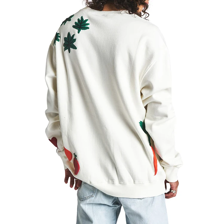 Decheng Oem Puff Printing Cute Oversized Drop Shoulder Cotton Hoodie Crew Neck Jumpers French Terry Off White Sweatshirt Man