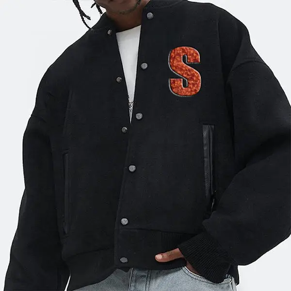 Custom Logo patches jacket truckers fleece letterman custom varsity jacket for men