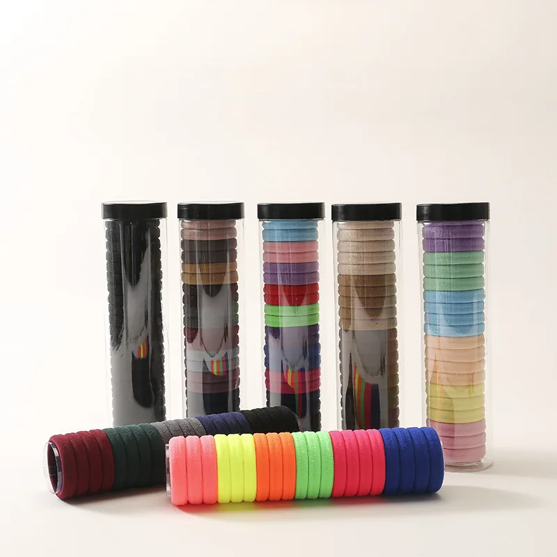 Jiris Hair Rope Ties Accessories Hair Ties Ponytail Holders Knitted Elastic Rainbow Color Cute Rubber Band For Hair For Girls