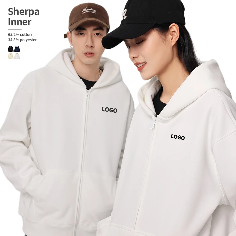 high quality 500 grams tech fleece white streetwear heavyweight zip hoodie