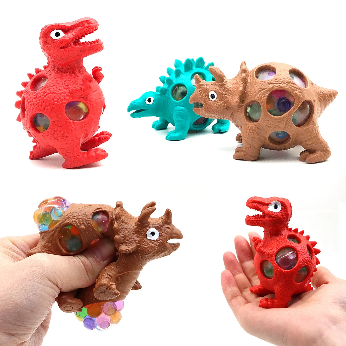 Anti Stress TPR Dinosaur Toy Mesh Squeeze Dinosaur Ball Bulging Ball Stress Relief Toys