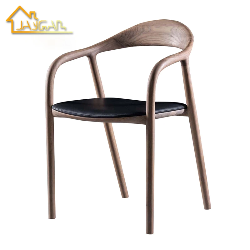 Nordic style modern designer dinning room chair for restaurants and coffee shop dining chairs solid wood black leather armchair