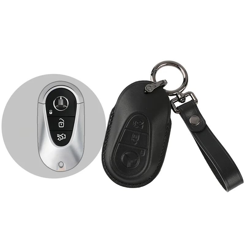 Sweet Pig New Arrival Fashion Keychains Accessories Genuine Leather Car Key Case For mercedes Benz D