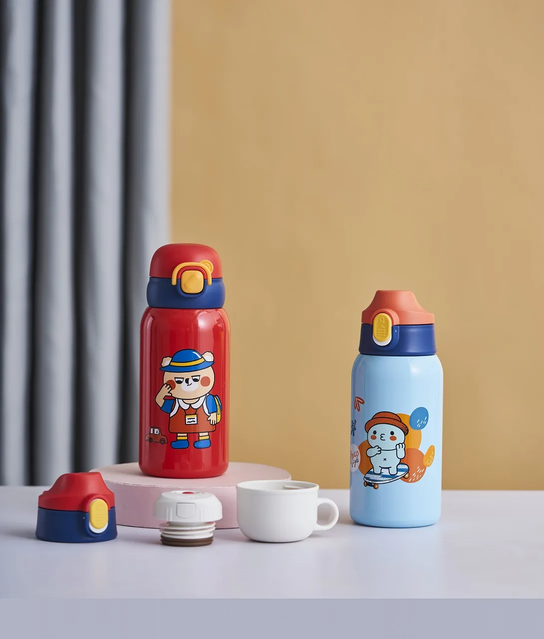 RK-B4007 Portable Thermos Vacuum Cup Cartoon Children Smart Water Bottle Stainless Steel Kids With