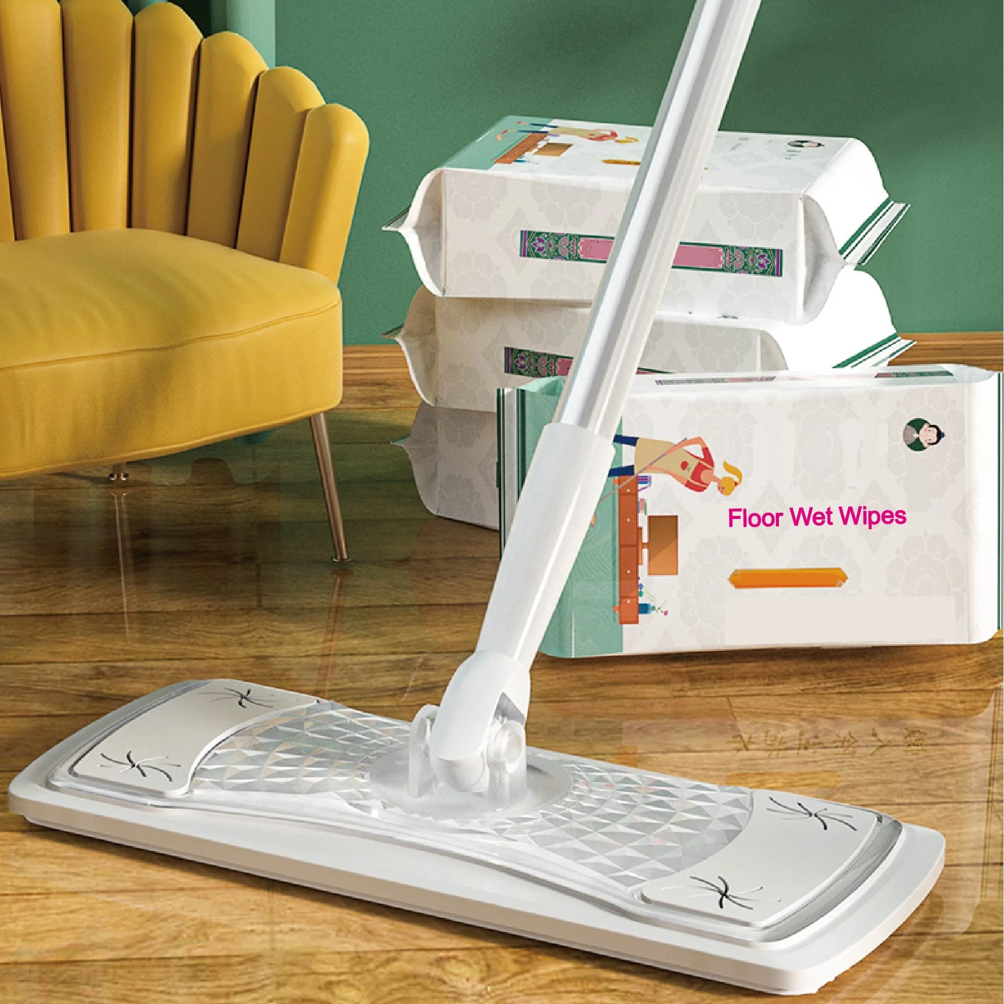 Nonwoven Fabric With Logo Individually Wrapped Aloe Vera Disposable Quick Private Label Electric Wiping Mops Floor Wet Wipes