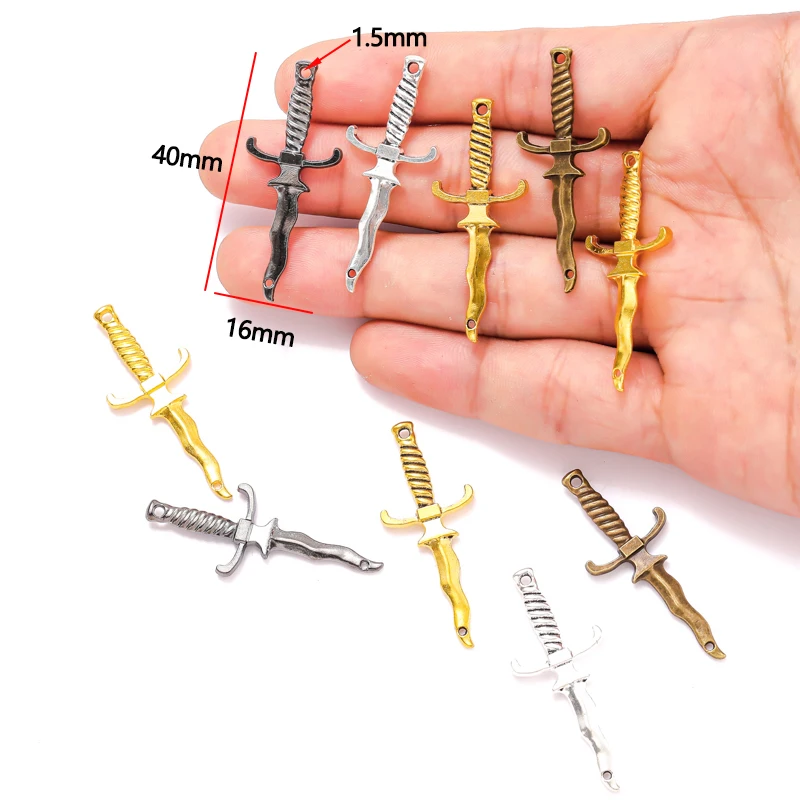 5 colors Sword Blade Connector Serpentine Dagger Charms Fit Bracelet necklace Pendant DIY Jewelry Making 40*16mm M100