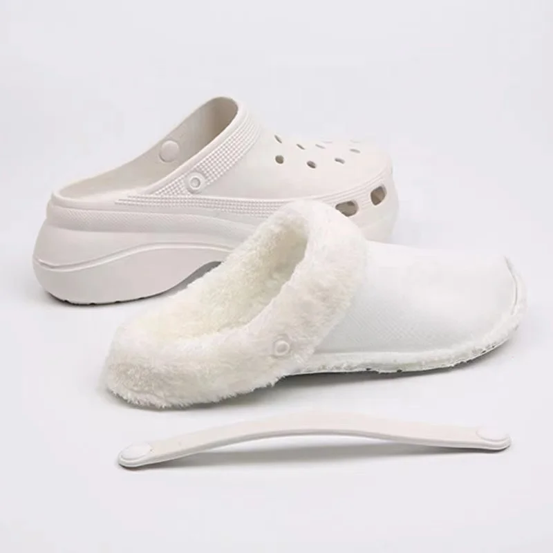 wholesale newest winter keep warm women waterproof EVA clogs sandals house women slip on shoes fur slippers