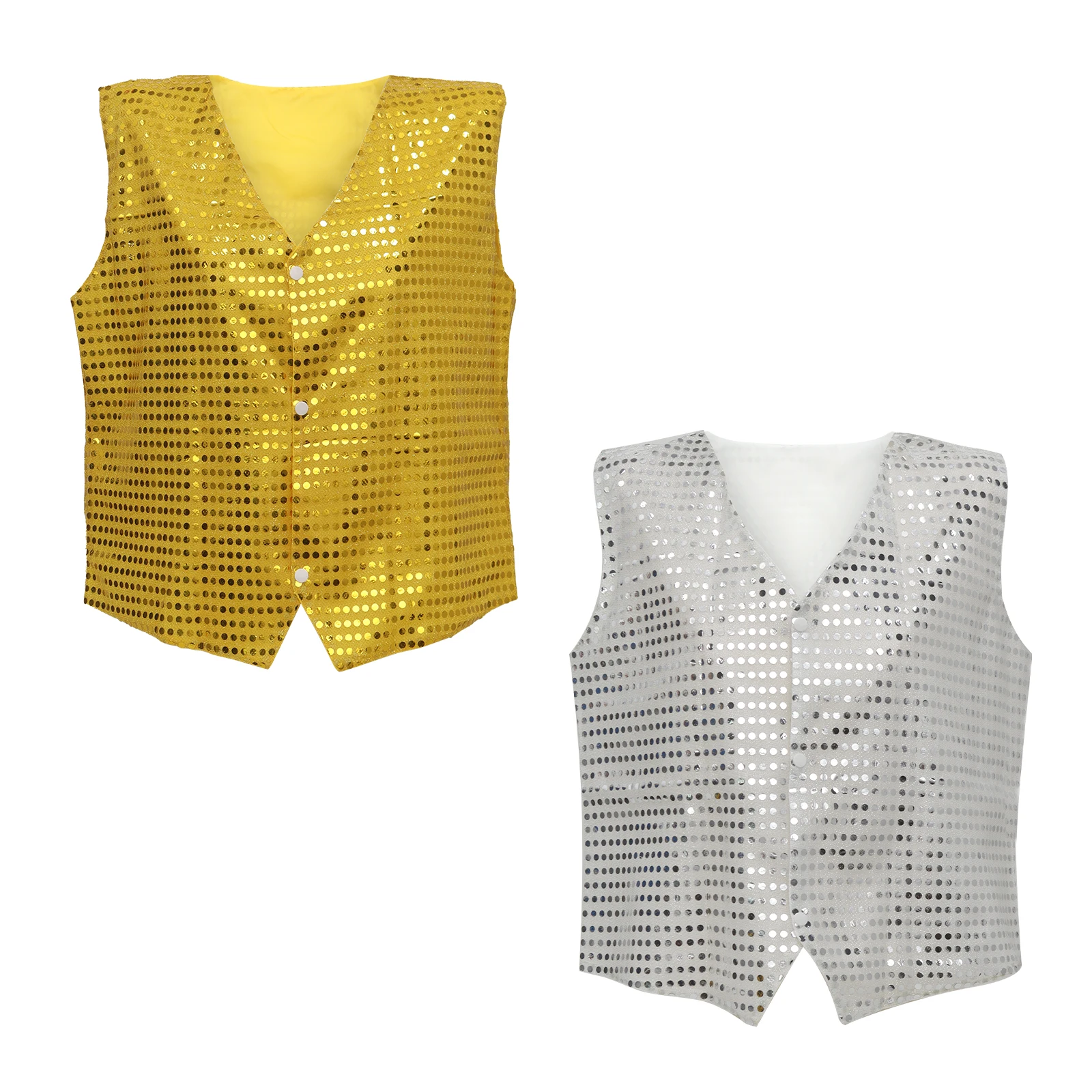 Shiny Sequins Vest Waistcoat Hip-Hop Jazz Dance Party Happy New Year Nightclub Stylish Suit Vest Button Sleeveless Waistcoat
