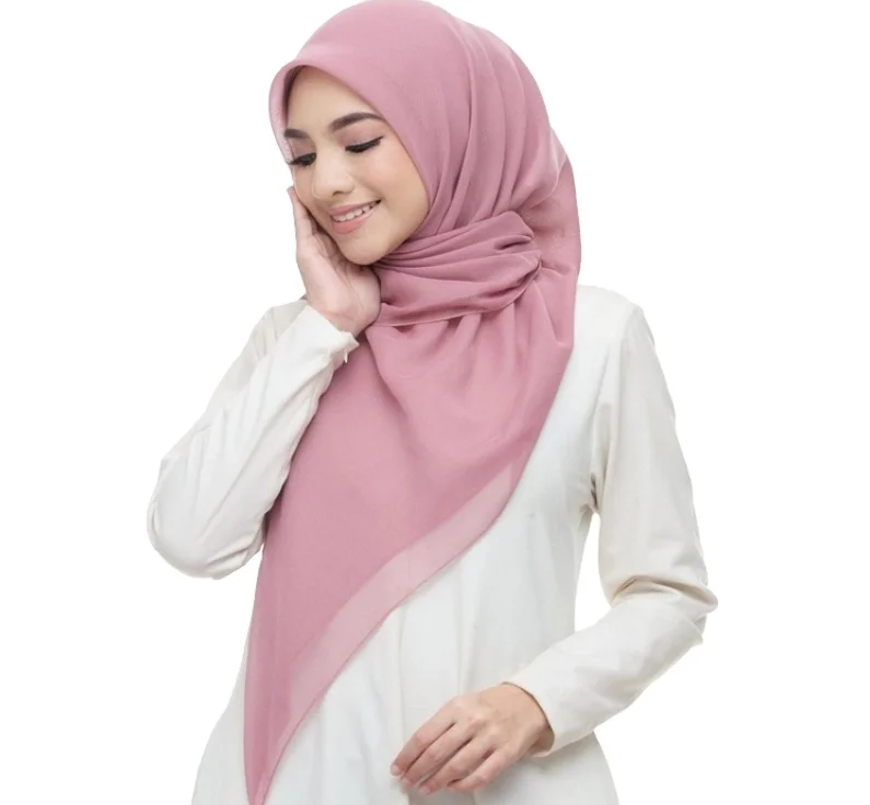 Fashion Factory ready stock 110cm*110cm Square shawl Cheap Women Muslim cotton voile hijabs Plain Scarves