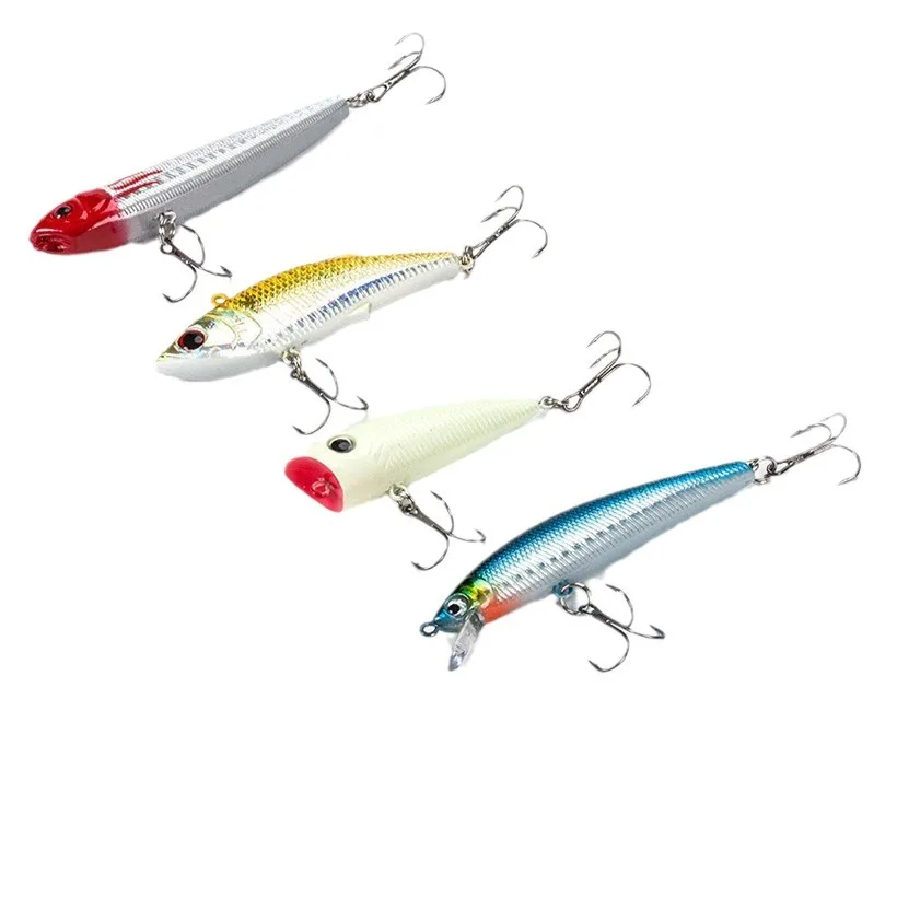 Wholesale Plastic Luya bait Minnow, small, large, glitter, multicolor triple hook