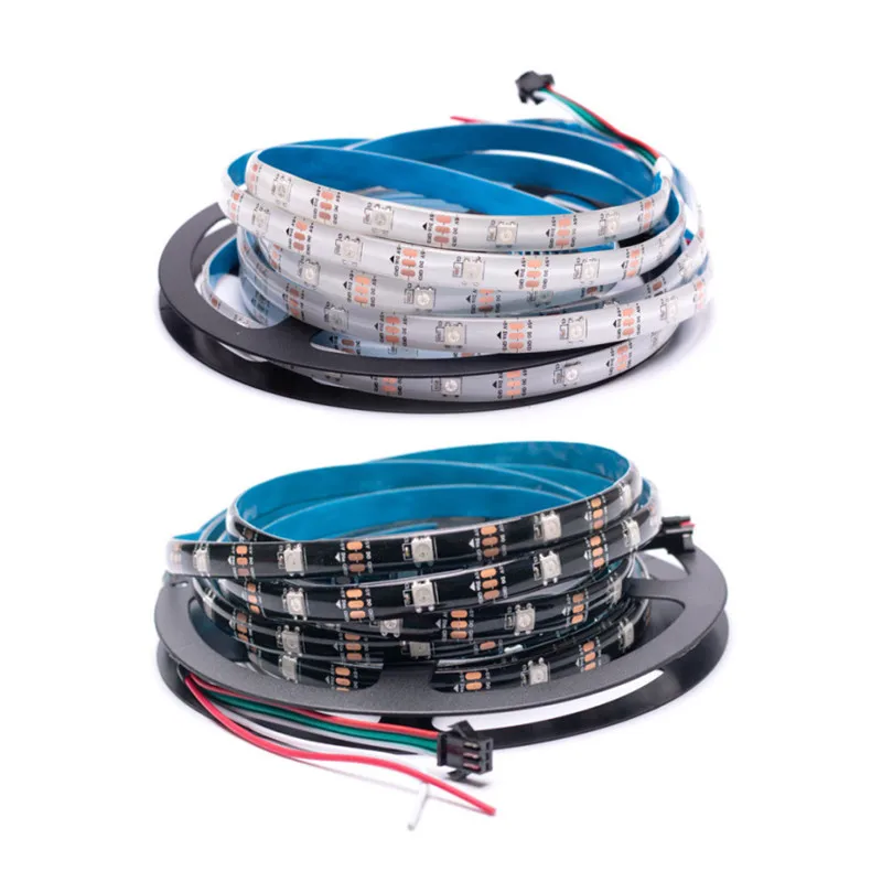 WS2812B LED Strip Individual Addressable Light 30Pixels/m 150Pixels Full Color SMD 5050 RGB Pixel Strip DC5V 16.4FT 150LEDS