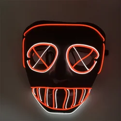 Factory Led El Flashing Light Scary Face Mask Neon Glowing Big Mouth Cosplay Carnival Party Masks Masquerade Decoration Shield