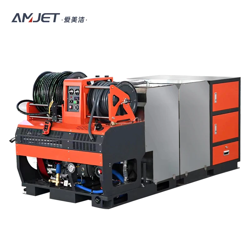 AMJET2610psi 16.25gpm sewer sprayer adopts German stainless steel pump 1000L sewer sprayer 37HP