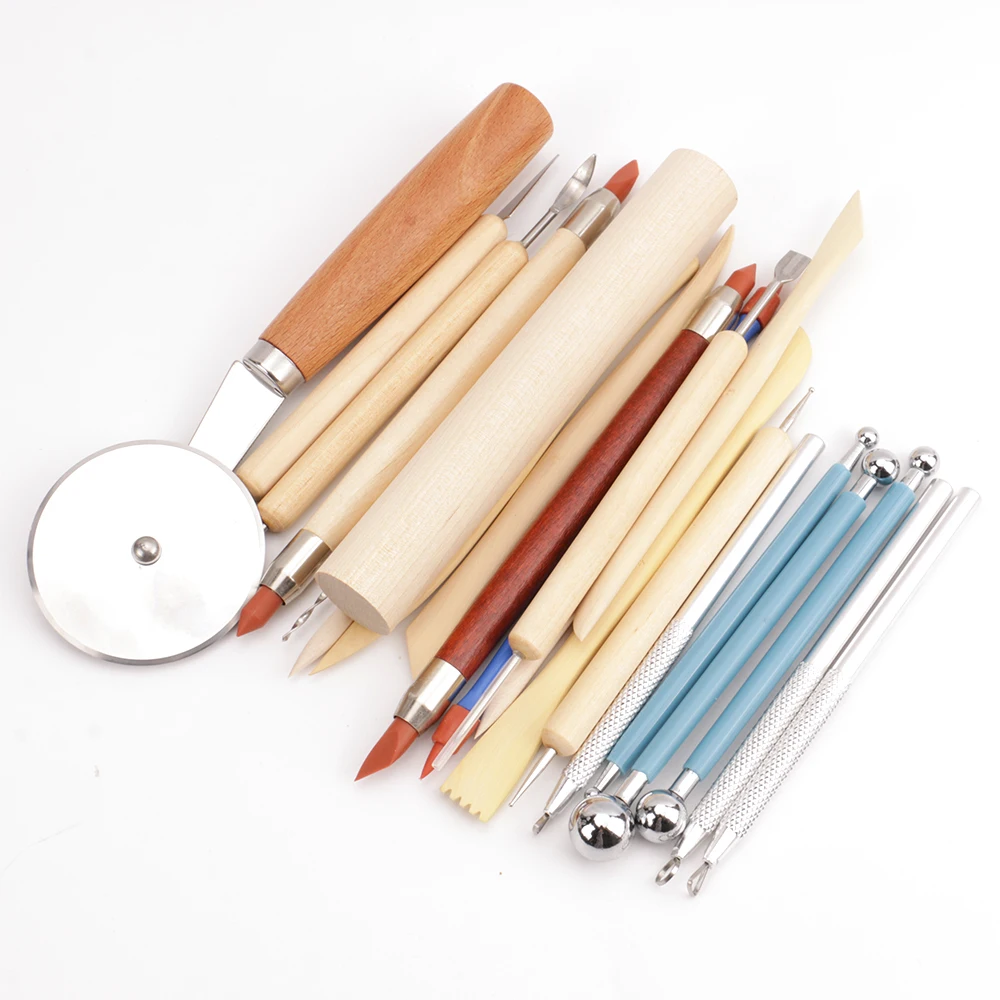 Opeth 24pcs Wooden Art Pottery Sculpting Modeling Clay Dotting Tools Set Various Types