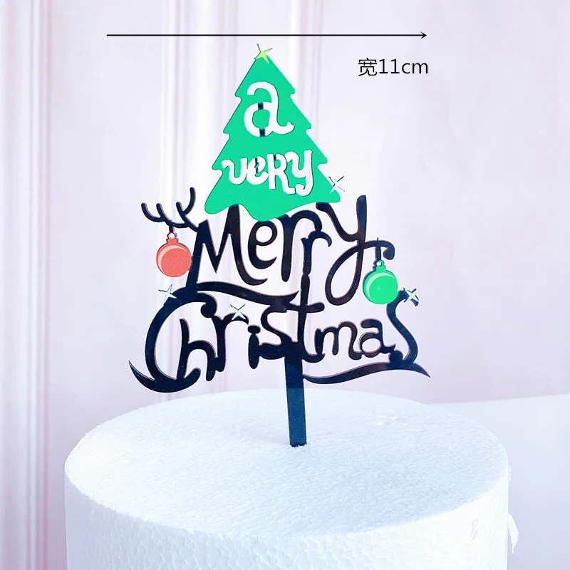 2024 Acrylic Christmas Cake Topper Santa Antlers Baked Dessert Cake  Decoration for Party Decoration