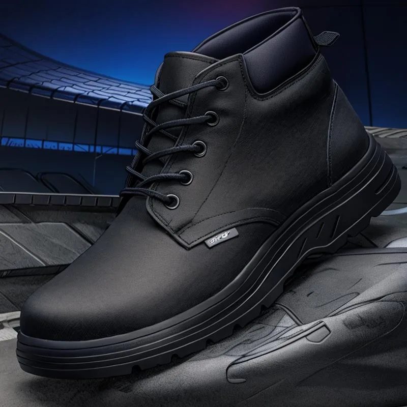 Four Seasons Anti-Splash Anti-Smash Anti-Puncture Safety Shoes with Upper Suede Non-Slip Wear-Resistant Platform Design