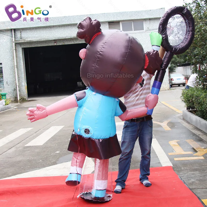 Customized 2 M Giant Inflatable Badminton Player Model Advertising Inflatable Sport Girl Cartoon Design For Events Decor