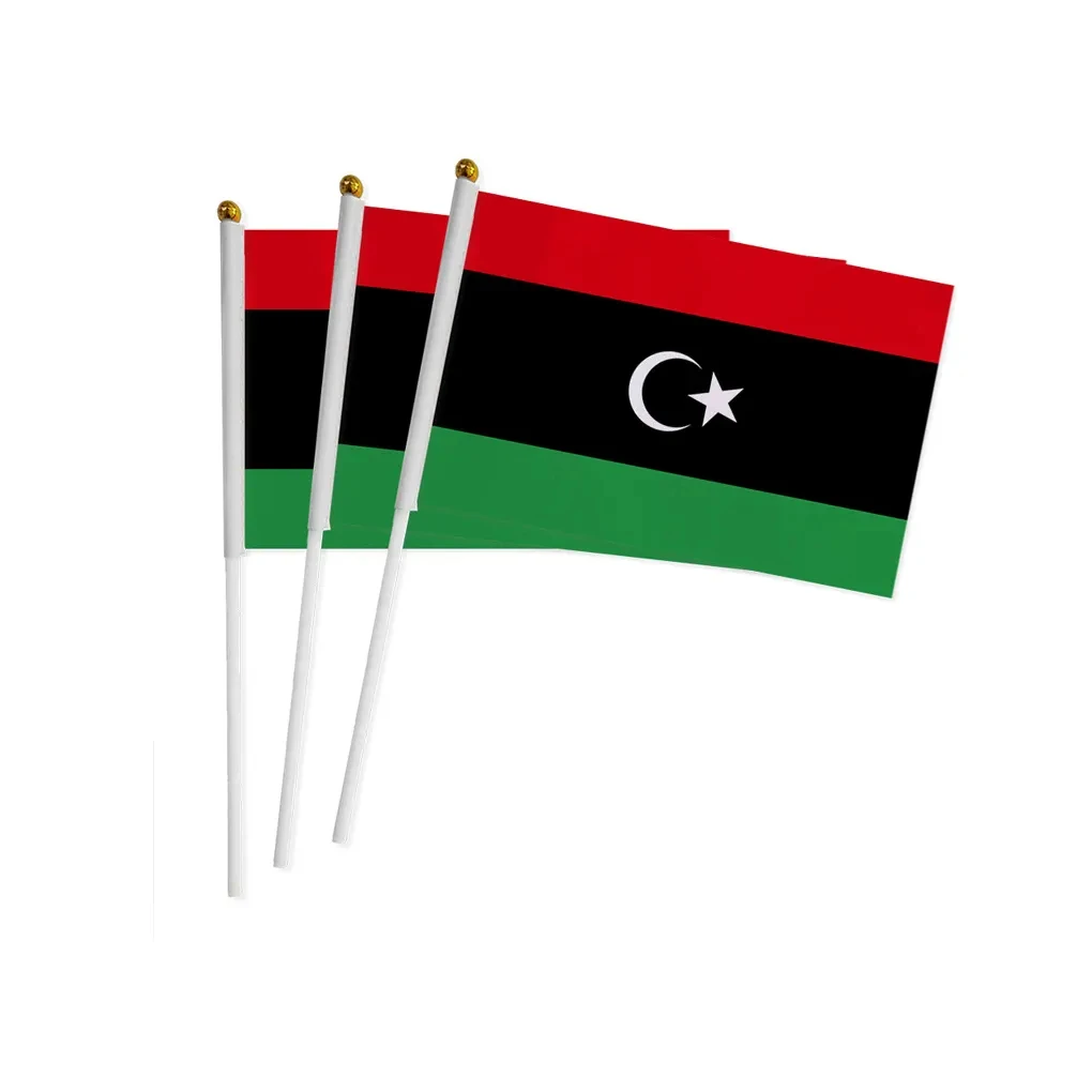 Huiyi Libyan Country Hand Flags promotion Waving 14*21cm Custom National Libya Flag