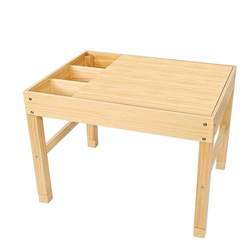 Large 2 in 1 Kids Activity Table with Storage Box for Children Solid Wood Play Tables Desk For Lego
