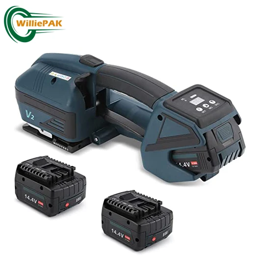 Willie Pak V2 High Tension PP PET Plastic Belt Hand Battery Powered Operated Strapping Tools For Heavy Duty Round Surface