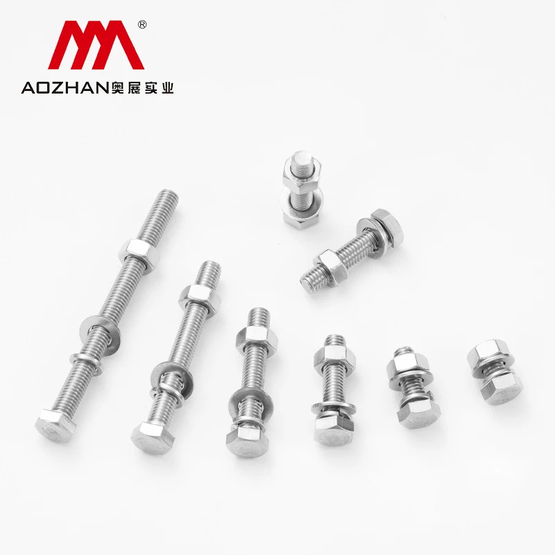 DIN933/DIN934/DIN125/GB93 304 stainless steel  hexagon full-thread bolt trim cartridge case