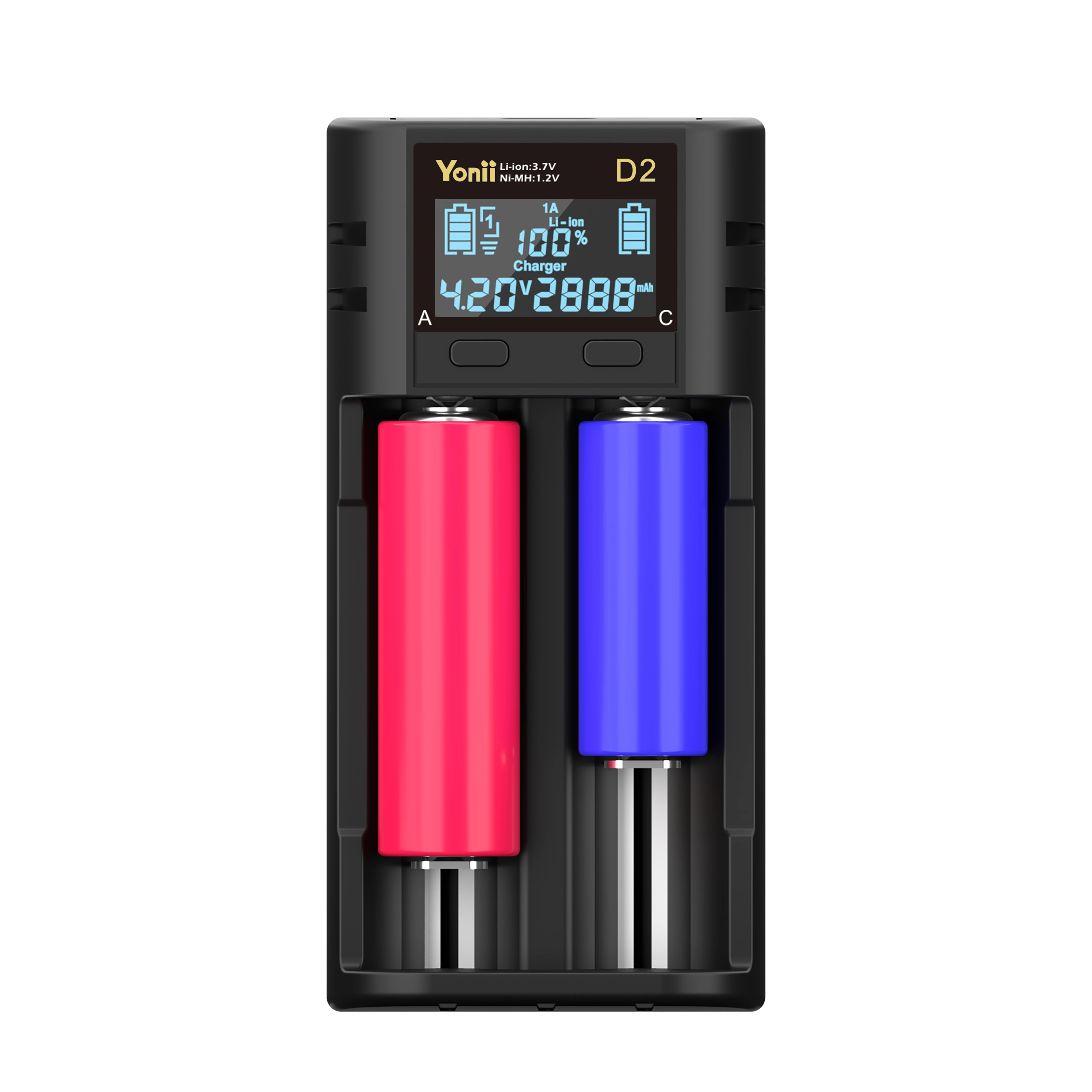 Q2 18650 Charger 1a 2 Slots 3.7v Input 5v 2a Usb Charger Flashlights Li-ion Rechargeable Battery Charger