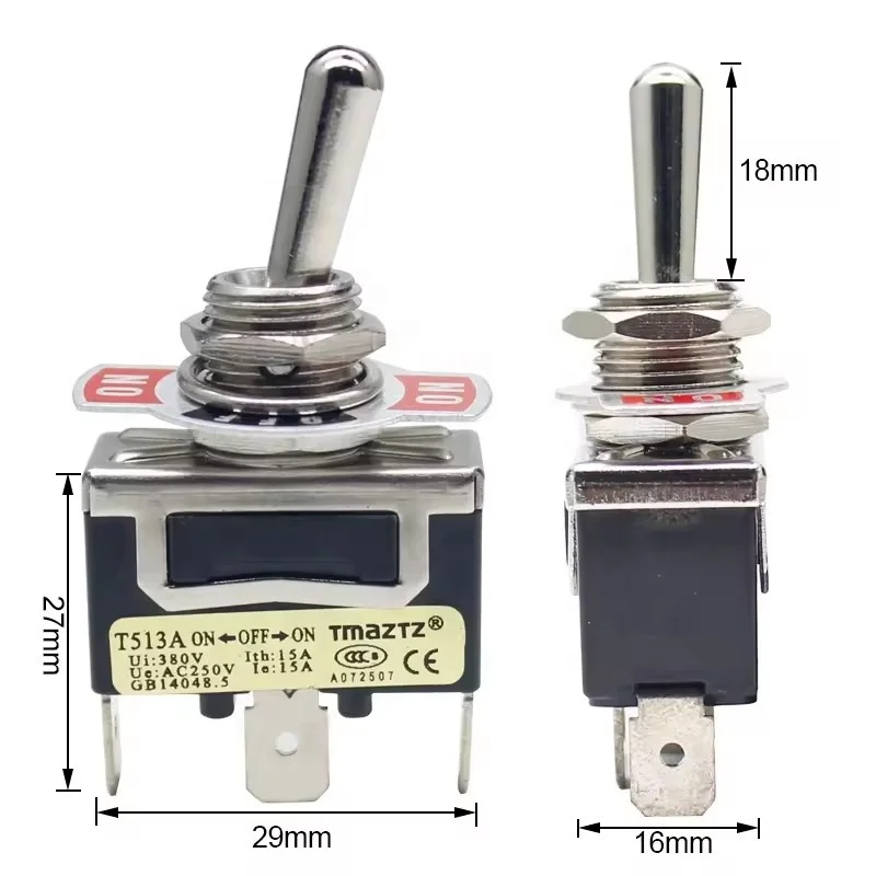 3 Pin Waterproof 250V 15A 125V 20A Metal On Off On locking 12mm Car Dash SPST Toggle Switch for