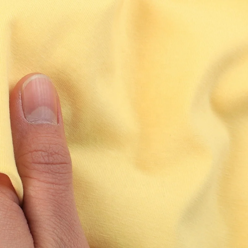 Светло-желтого ажурного трикотажа и Двойная Ткань Джерси 66% бамбук 28% хлопок 6% спандекс 230GSM ткань для одежды