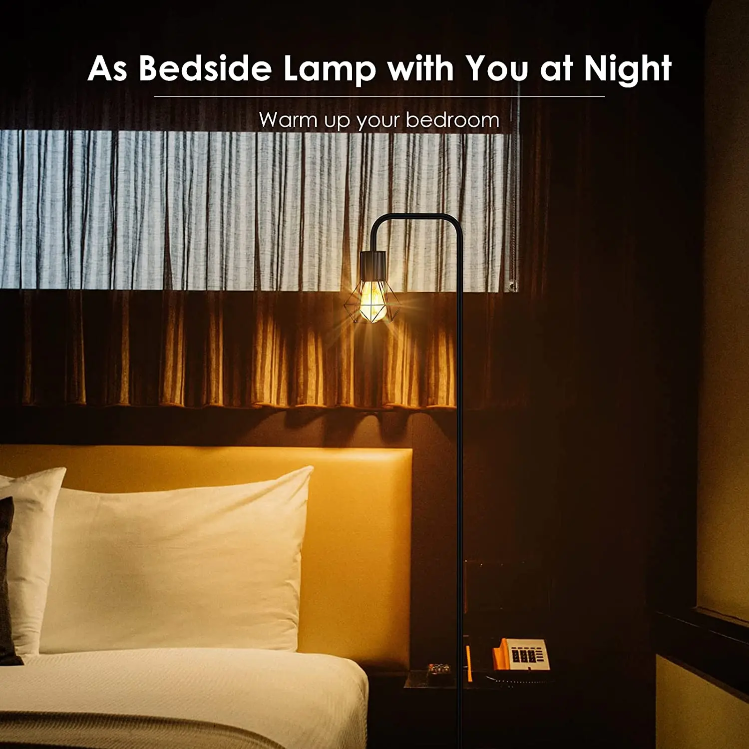 Amazon popular metal Industrial Floor Lamp with 6W LED Bulb and Footswitch, Whole Metal, Modern Floor Lamp for Bedroom