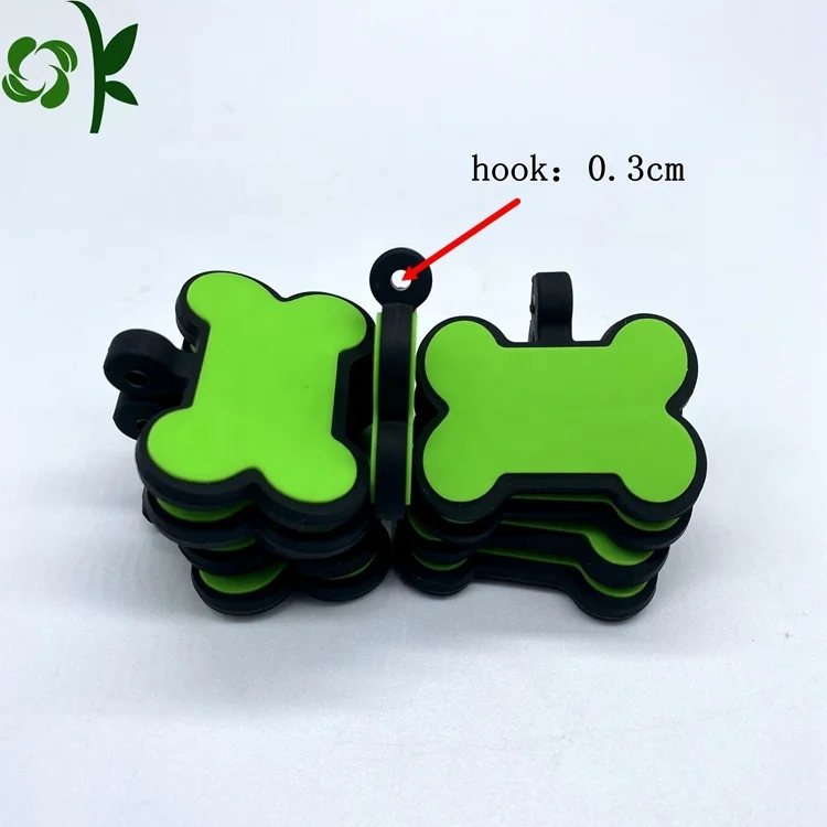  OKSILICONE Free Sample Bone Shape Dog Pet Name ID Tag Silicone Identify Rubber