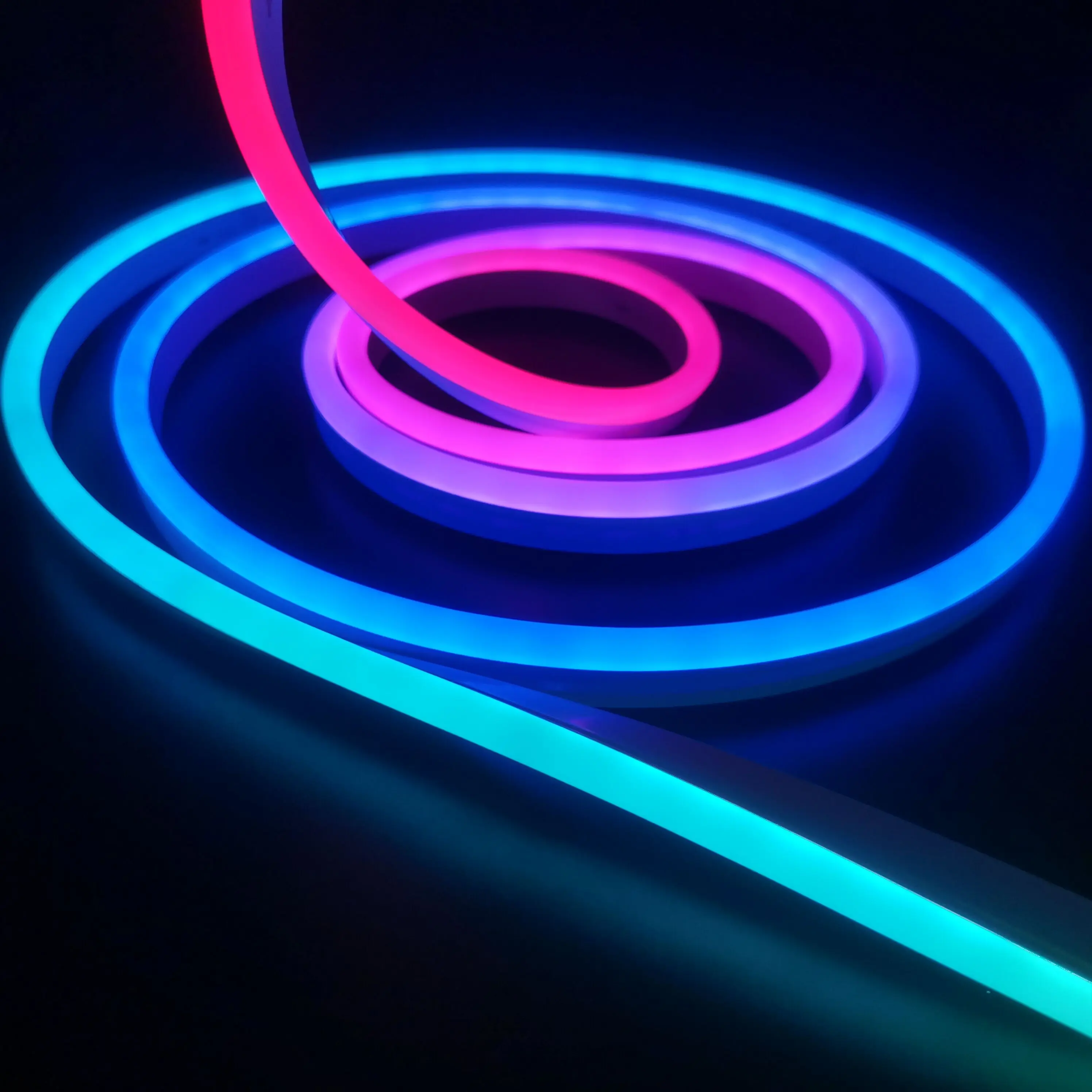 12V Smart Music Controlled 10ft 16.4ft Neon Flex Light Multi color RGB LED Strip Light for Wall Decor