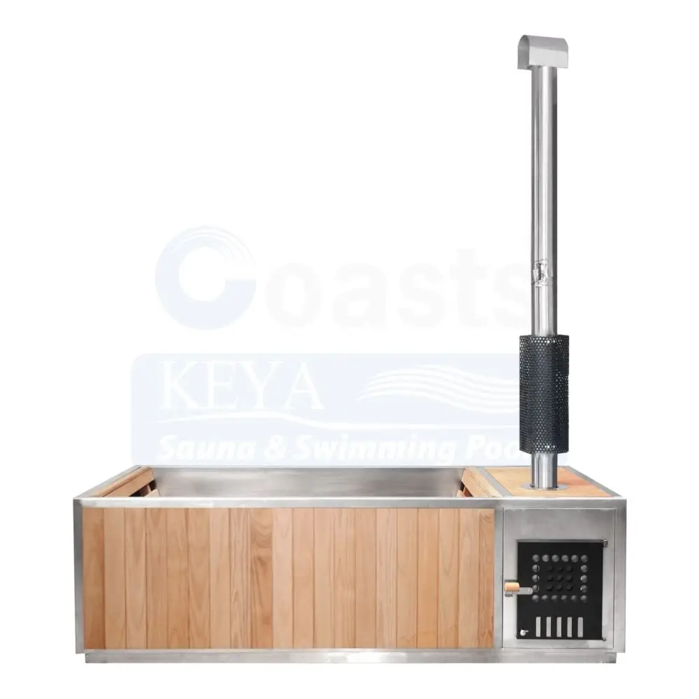 New Design Outdoor Canadian Deluxe Spruce Wood Hot Spa Tubs 2-Person Hot Tub Bath With Built-In Wood-Burning Stove