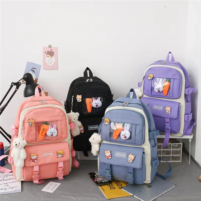 2025 New design fashion 5 pcs set girls bags school backpacks set for teens
