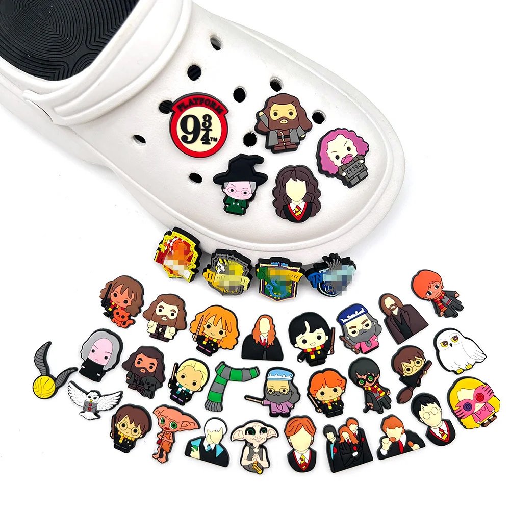 37 Styles Movie Harry DIY Shoes Accessories Platform 9-3/4 Hedwig Hermione Cartoon Shoe Charms Buckle PVC Anime Pins