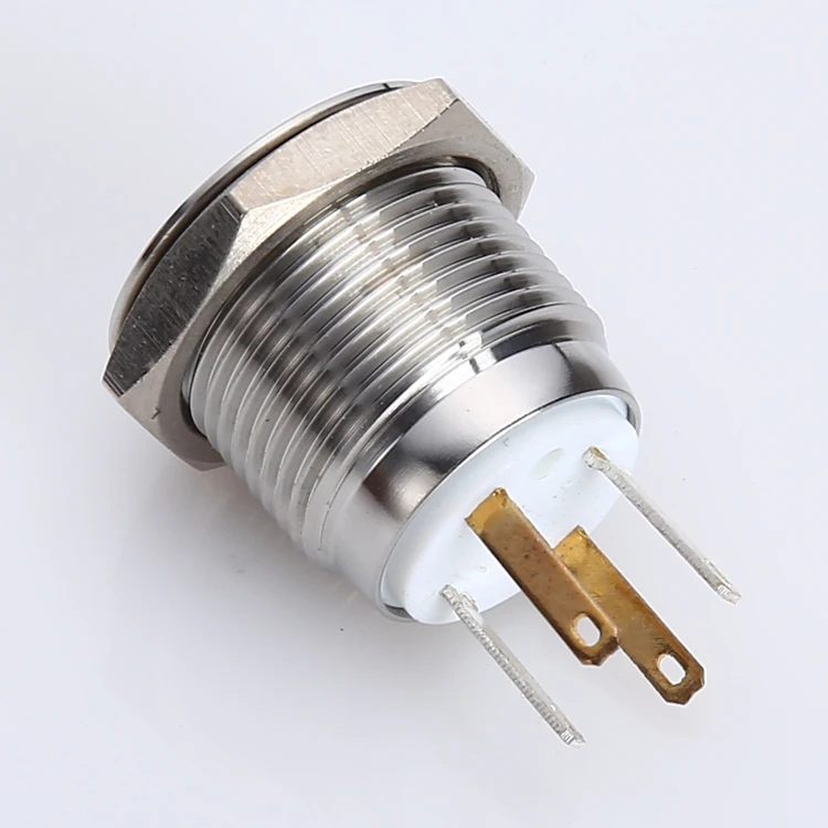 ONPOW 16mm Domed Dot Green Illuminated LED Metal Push Button Switch (GQ16B-10D/JL/G/2.8V/S) CE, RoHS