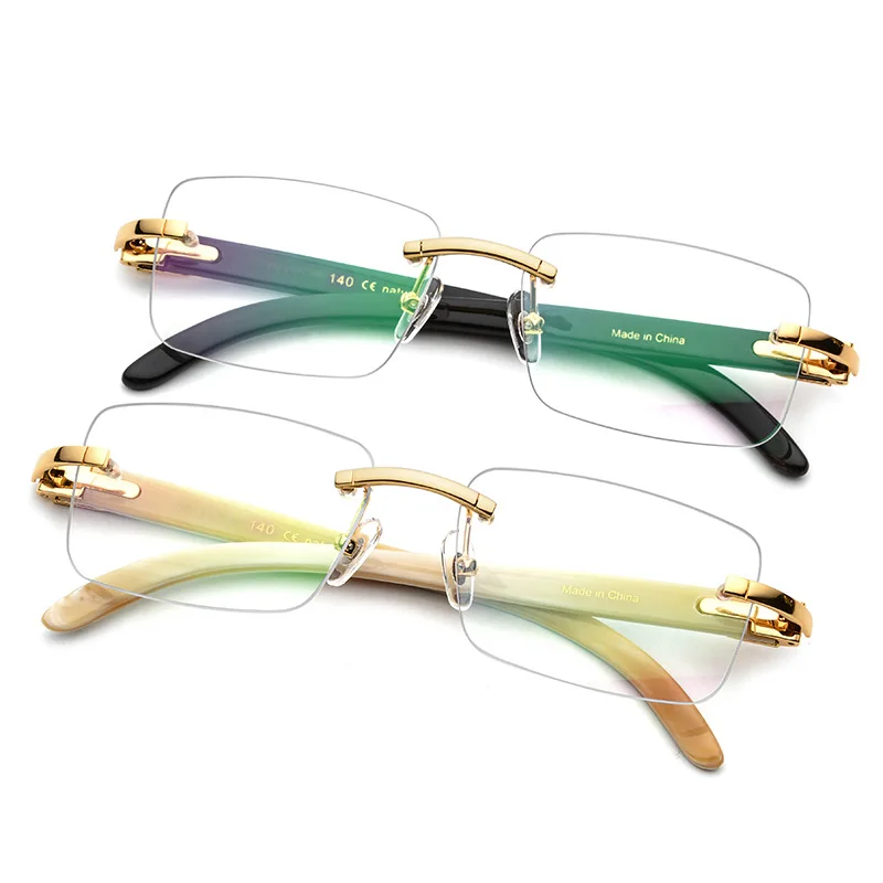 
SKYWAY High Quality Ox Horn Optical Leg Spectacle Eyeglasses Frame Myopia Lens Frameless Metal Eye Glasses Frames 