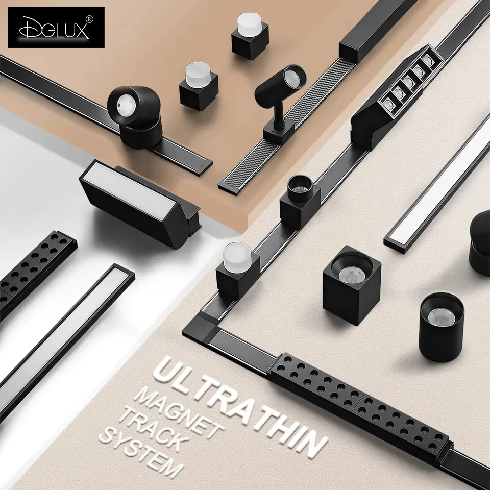 Лидер продаж, накладной линейный Трековый светильник DGLUX 48 В, Ультратонкий светодиодный магнитный Трековый светильник