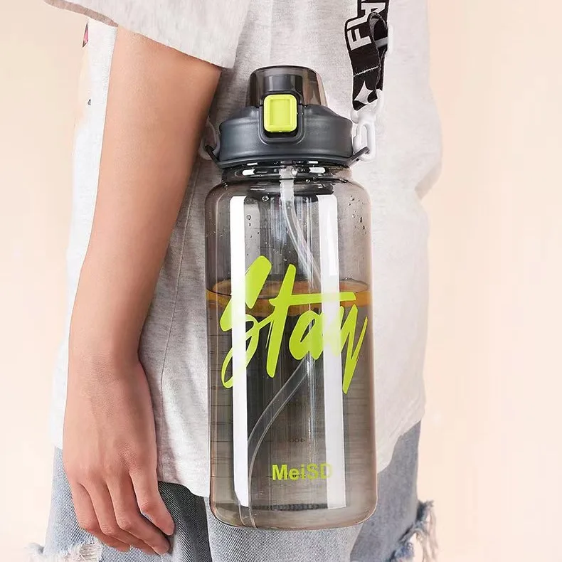 1.5L/2L Plastic Sublimation Transparent Sport Flip Top Cap For Sport Drinking Bottle Kids Water Bottle Steel With Time Marker