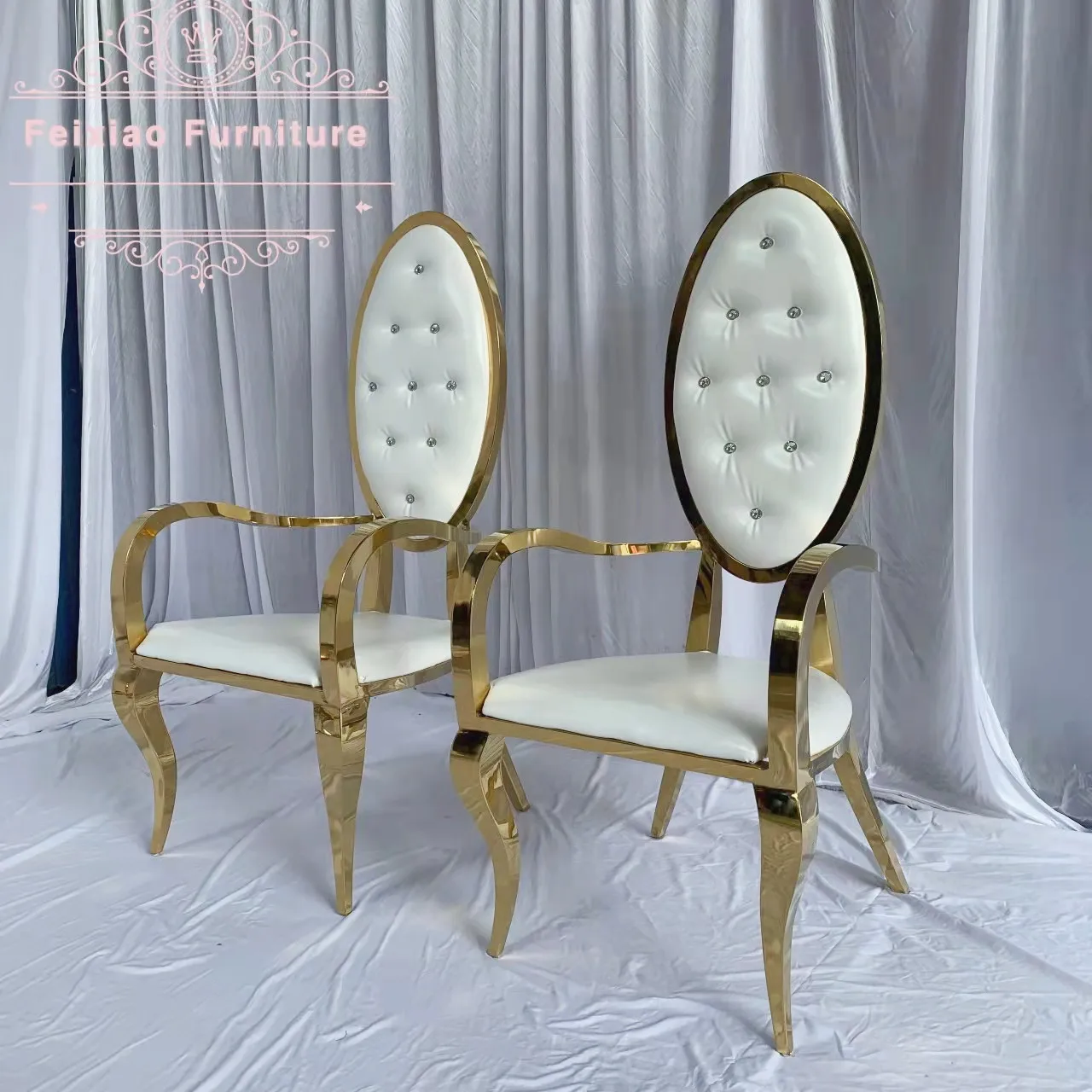 stainless steel design wholesale bride and groom wedding chairs with arms