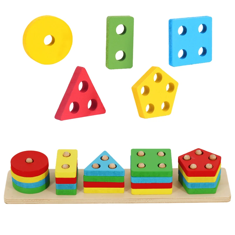 Montessori Toys for 1 2 3 Years Old  Wooden Sorting & Stacking Educational Kids Learning Toys Color Recognition Stack and Sort